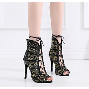 baratos Sapatos de Dança-Mulheres Sapatos de Dança Latina Com Transparência Salto Salto Alto Magro Sapatos de Dança Preto