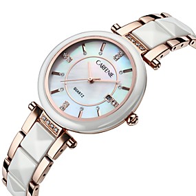 baratos Relógios da Moda-Mulheres Relógios de Quartzo Luxo Fashion Cerâmica Japanês Quartzo Rosa Dourado Branco Impermeável Calendário 30 m 1 Pça. Analógico Um ano Ciclo de Vida da Bateria