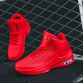baratos Sapatos Masculinos-Homens Sapatos Confortáveis Primavera / Outono Esportivo / Casual Atlético Diário Ao ar livre Tênis Basquete Couro Ecológico Não escorregar Use prova Vermelho / Branco / Preto Estampa Colorida