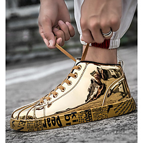 baratos Sapatos de Dança-Homens / Mulheres Tênis de Dança Couro Ecológico Sapatilha Sem Salto Sapatos de Dança Preto / Dourado / Prateado