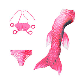 baratos Roupas de Banho para Meninas-Infantil Para Meninas Activo Estilo bonito Pequena Sereia Geométrica Frente Única Roupa de Banho Rosa