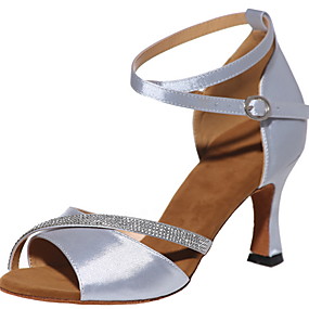 baratos Sapatos de Dança-Mulheres Sapatos de Dança Latina Couro Ecológico Salto Salto Cubano Sapatos de Dança Preto / Vermelho / Dourado