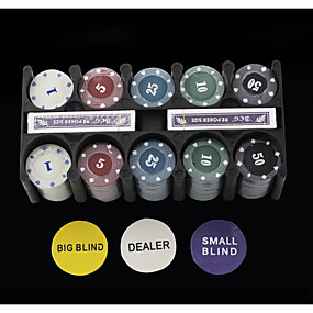 baratos Jogos-Dados Dados e Fichas Token de cassino Fichas de pôker Conjunto do Texas Hold'em Tema Las Vegas Plástico Aço Inoxidável / Ferro para Adulto Homens Mulheres Salgadinhos