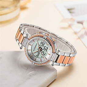 baratos Relógios Digitais Senhora-Mulheres Relogio digital Brilhante Fashion Lega Japanês Digital Rosa Dourado Ouro + prata Preto Impermeável Calendário Adorável Analógico-Digital / Aço Inoxidável