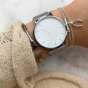 baratos Relógios da Moda-Mulheres Relógio de Pulso Relogio Dourado Quartzo Aço Inoxidável Preta / Prata / Ouro Rose Cronógrafo Analógico Casual Fashion Elegante Natal - Preto Preto e Dourado Ouro Rose Um ano Ciclo de Vida da