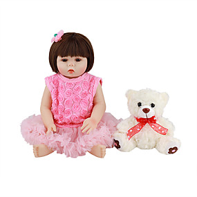 baratos Bonecas e Animais de Pelúcia-FeelWind 18 polegada Bonecas Reborn Brinquedo Para Bebê Boneca Reborn Toddler Bebês Meninas Presente Fofo Adorável Interação pai-filho Nozes vedadas e seladas Silicone de corpo inteiro LV009 com
