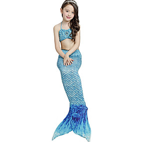 baratos Roupas de Banho para Meninas-Infantil Para Meninas Arco-Íris Roupa de Banho Azul