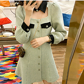 Ivory Lace Up Collared Work Office Business Basic A-Line Shift 222 mv Dress M L