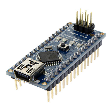 baratos Placas-Mãe-Módulo Nano V3.0 AVR ATmega328 P-20AU para Arduino (Preta e Azul)+ Cabo USB