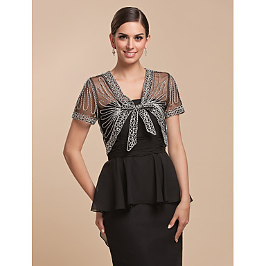 baratos Acessórios para Festas-Manga Curta Boleros Renda / Tule / Algodão Festa Wraps casamento / Bolero Com Estampa