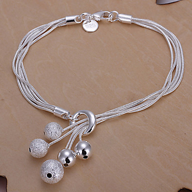 Sweet 20cm Women‘s Silver Copper Charm Bracelet(Silver)(1 Pc) Jewelry