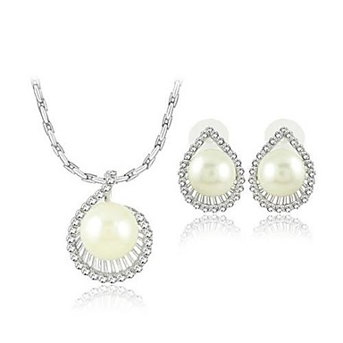 European Style Alloy Imitation Pearl Necklace Earring Jewelry Set ...