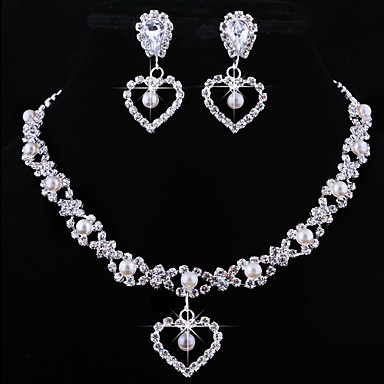 Wedding Elegant Rhinestone Crystal Earrings Necklace Jewelry Set