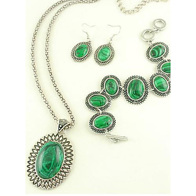 European Style Alloy Turquoise Necklace Earring &Bracelet Jewelry Set ...