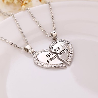 Women's Heart Shape Friendship Initial Jewelry Pendant Necklace Alloy ...