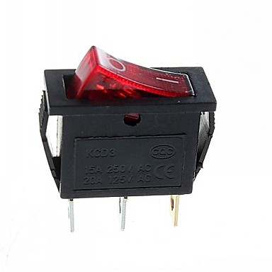 baratos Peças para Montar-Interruptor-3 pinos da ficha 2-passos roqueiro com a luz (15-A / 250v 20a / 125V AC) - (5pçs)