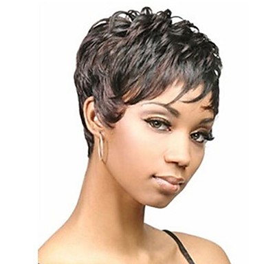 Capless Mix Color Extra Short High Quality Natural Curly Hair