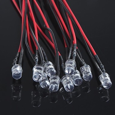 baratos Peças para Montar-5 milímetros levou light-emitting diode com uma linha de cabelo DC12V luz vermelho / branco / azul / amarelo / verde (10pcs)