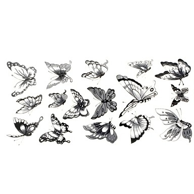 1pc Chic Waterproof Temporary Tattoos Neck Wrist Arm Finger Tattoos Glitter Grey Butterfly Tattoos 24 10cm 2980409 2020 2 09