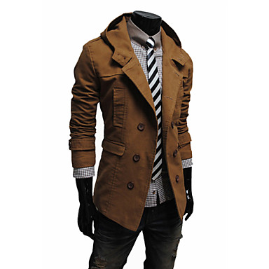 Men's Daily Simple / Casual / Fashion Spring & Fall Coat, Solid Colored ...
