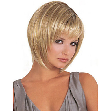 Synthetic Wig Straight Style Bob Capless Wig Blonde Synthetic Hair
