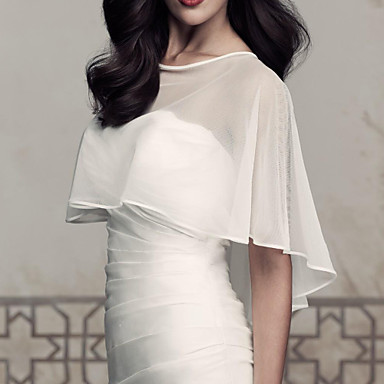 baratos Acessórios para Festas-Sem Manga Capa Chiffon Casamento / Festa / Casual Wraps casamento Com Pregueado