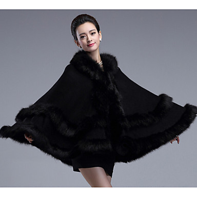 baratos Acessórios para Festas-Sem Manga Pêlo Sintético / Cashmere imitação Casamento Wraps casamento / Casacos de Pêlo / Capuzes e Ponchos Com Penas / Pêlo / Em Camadas Capas