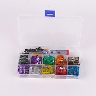 baratos Peças de Ignição-100pcs lâmina carro kit fusível 2a 3a 5a 7.5A 10a 15a 20a 25a 30a 35a com Electroprobe tester elétrica chave de fenda