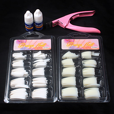 100 pcs natural white false acrylic nail kit french tips ...