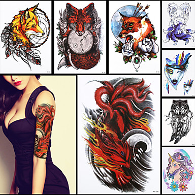 599 8pcs Beauté 3d Autocollant Tatouage Temporaire Férocité Neuf Queues Conception De Griffe De Renard Femmes Hommes Corps Art Autocollant De