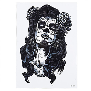 8pcs Long Hair Skull Beauty Belle Flower Design Cosplay Temporary