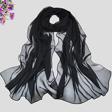 baratos Cachecol Feminino-Mulheres Básico Chiffon, Lenço Retangular Sólido / Preto / Branco / Azul / Verde / Rosa