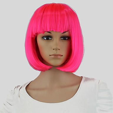 Pink Hair Dye Women Short Bob Perucas Wavy Cosplay Sexy Party