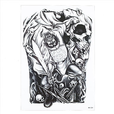 1pc body art tattoo ghost hunter zhong kui skull pattern temporary 1pc body art tattoo ghost hunter zhong kui skull pattern temporary