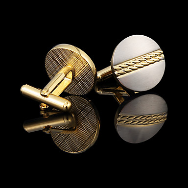 baratos Abotoaduras-Homens Botões de Punho Caixas de presente e Bolsas Fashion Strass Broche Jóias Dourado Para Casamento Festa Diário Casual