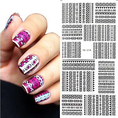 1 Pc Tribal Geo Pattern Nail Water Decals Black Grid Transfer Nail