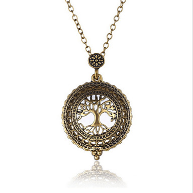 baratos Colares Relógio-Colares Declaração Árvore da Vida Árvore da vida Boêmio Básico Punk Rock Vidro Liga Dourado Colar Jóias Para Casamento Festa Aniversário Diário Casual