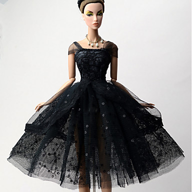 Doll Dress For Barbiedoll Solid Colored Solid Color Lace Organza Dress For Girl's Doll Toy