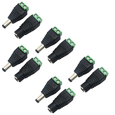 baratos Acessórios de LED-5 pacote de 5.5x1.2mm barril de alimentação 12 v macho para fêmea dc conector jack adaptador de tomada para câmera de segurança cctv tira conduzida