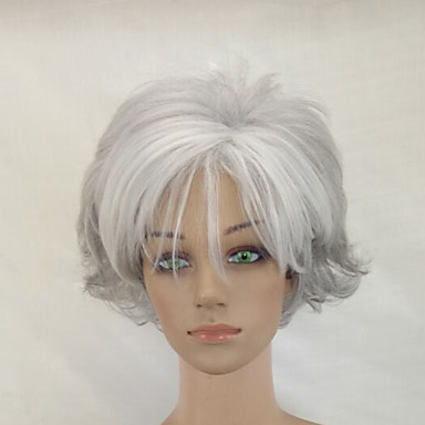 Synthetic Wig Curly Style With Bangs Capless Wig Blue Grey 