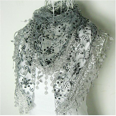 baratos Cachecol Feminino-Mulheres Doce Seda, Lenço Triangular - Clássico / Estampado Multi-Côr / Bordado / Cachecol / Para Noite