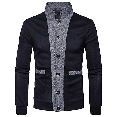 baratos Suéteres &amp; Cardigans Masculinos-Homens Diário / Trabalho Sólido Manga Longa Padrão Carregam Camisola Jumper, Decote V Primavera / Outono Preto / Vinho / Marron S / M / L
