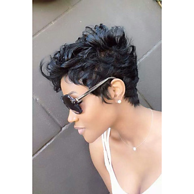 Synthetic Wig Curly Jerry Curl Curly Jerry Curl Wig Short Black 1b