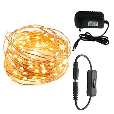 baratos Luzes para Decoração-10m Cordões de Luzes 100 LEDs 1conjunto Branco Quente Branco Vermelho 100-240 V / IP65
