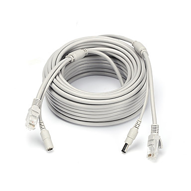 baratos Sistemas de Circuito Fechado de Televisão-Cabos 66ft Ethernet Cable RJ45 &amp; DC Power CAT5/CAT-5e Extension CCTV Cable Line para Segurança sistemas 2000cm 1kg