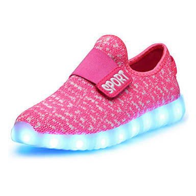 baratos Girls' Shoes-Para Meninas Conforto / Inovador / Tênis com LED Couro Tênis Velcro / LED Preto / Vermelho / Rosa claro Primavera