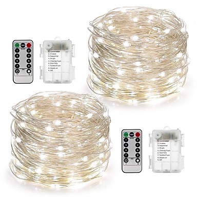 baratos Luzes para Decoração-10m Cordões de Luzes 100 LEDs Branco Quente Branco Multicolorido Impermeável Natal Controlo Remoto Bateria / IP65 / Regulável / Cores Variáveis