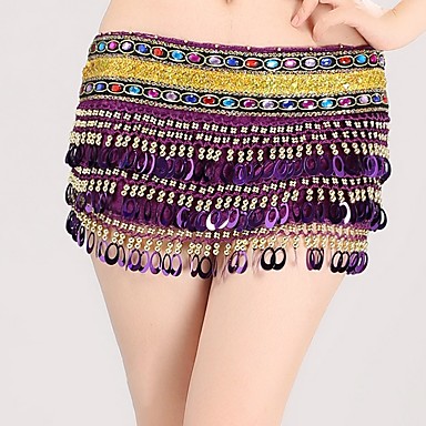 baratos Roupa e Sapatos de Dança-Dança do Ventre Lenços de Quadril para Dança do Ventre Mulheres Espetáculo Elastano Lantejoulas Xale de Dança do Ventre
