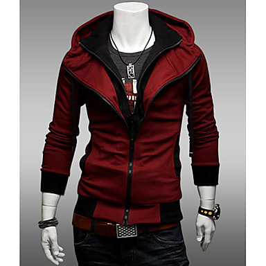 baratos Abrigos e Moletons Masculinos-Homens Moletom Sólido Com Capuz Activo Manga Longa Delgado Vinho Preto Cinzento Escuro M L XL XXL XXXL XXXXL