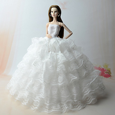 Dollklanning Brollop For Barbie Spets Organza Klanning For Flicka